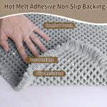 tapis bain gris clair moderne antidérapant absorbant bordure frisée géométrique PVC respectueux environnement 43cmx61cm