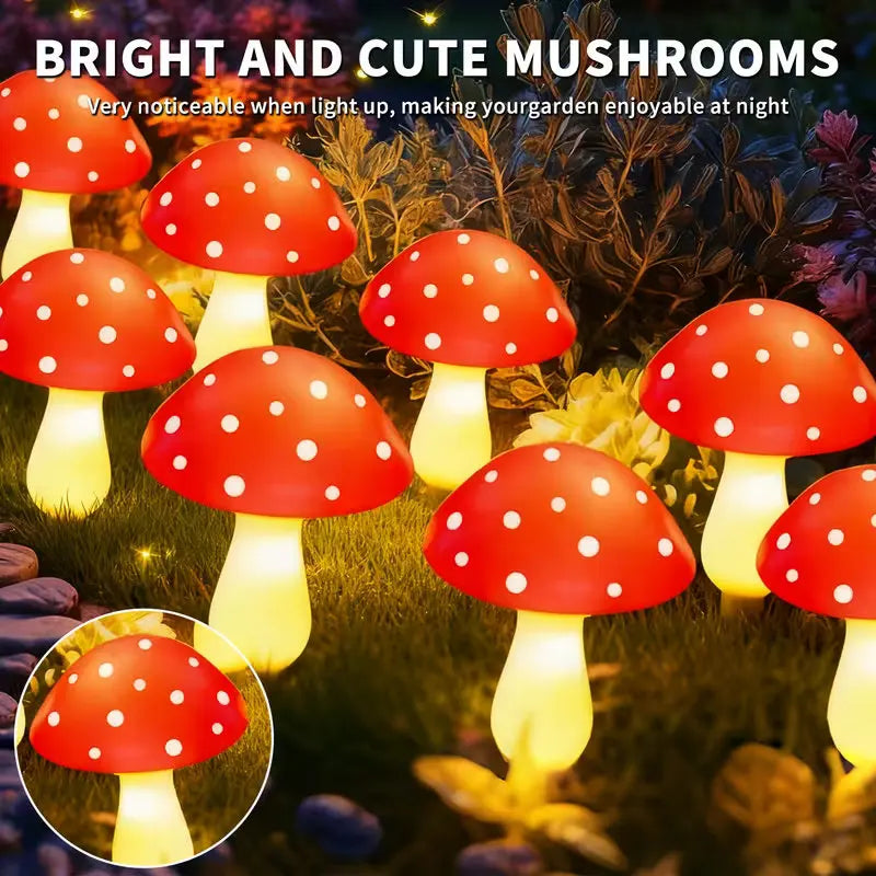 lampe solaire led forme champignon rouge points blancs extérieure jardin patio décoration moderne étanche
