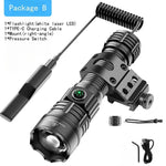 lampe torche rechargeable led noire moderne camping 500m lumiere intense durable sac transport cable