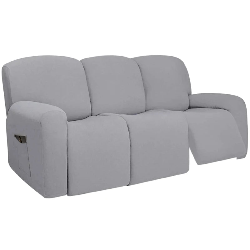 housse canapé inclinable fauteuil polyester lavable moderne élastique gris foncé doux poche rangement summer