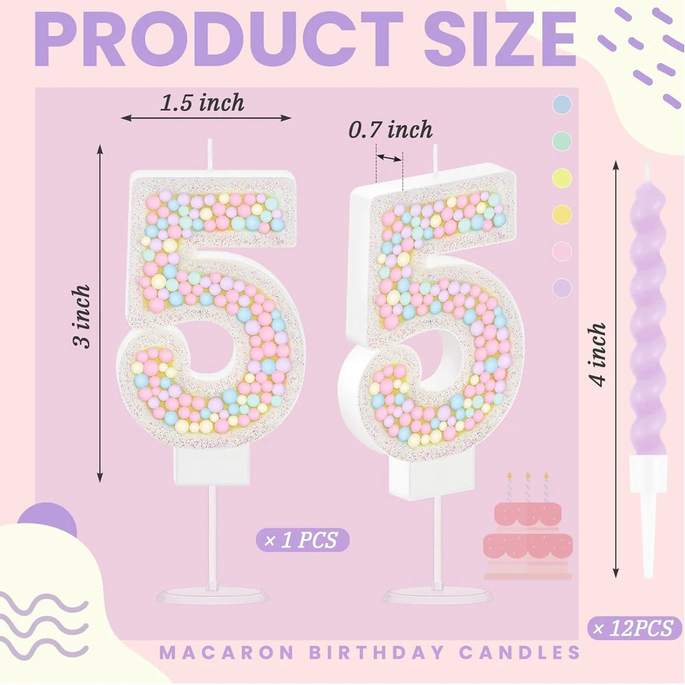 bougies anniversaire numérotées colorées spirales métalliques sucrées décoratives violet rose vert jaune blanc