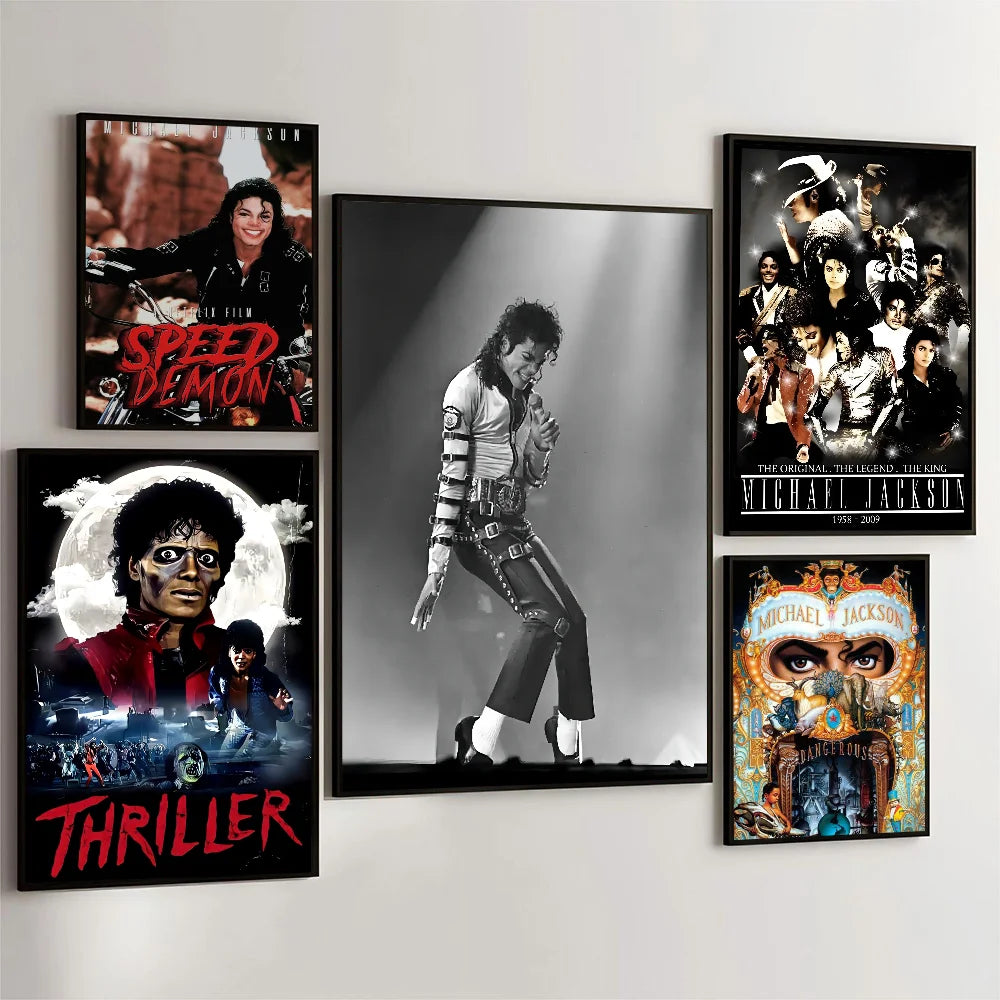 affiches michael jackson pop art noir blanc illustrations colorées décoration murale moderne