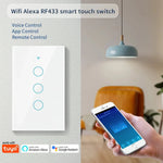 interrupteur tactile intelligent blanc moderne compatible wifi alexa google tuya led maison inteligente
