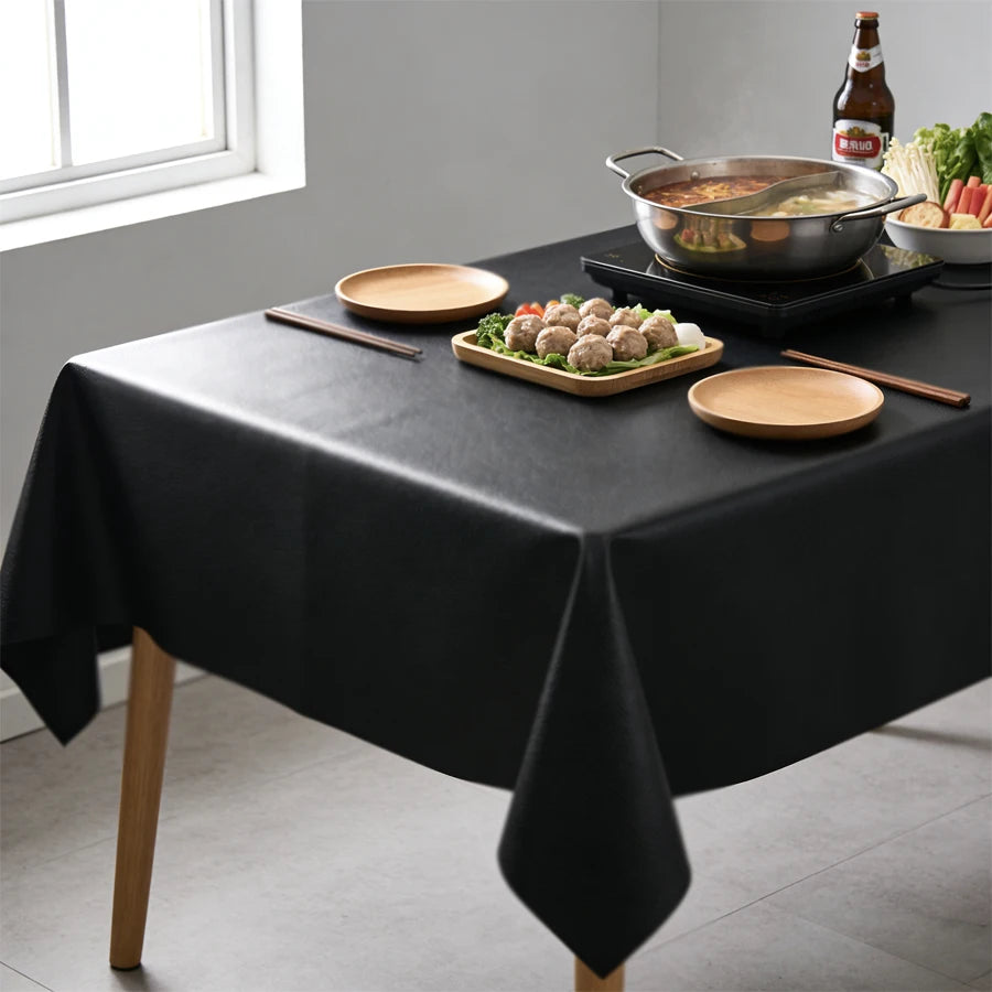 nappe imperméable pvc noir simple table manger uni été moderne