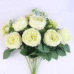 bouquet fleurs artificielles roses naturelles décoration mariage anniversaire intérieur 50cm 13 têtes soie