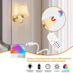 lampe murale sconce or abat jour plissé classique télécommande 15 couleurs rvb led rechargeable