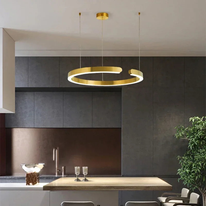suspension circulaire or moderne acier inoxydable câbles suspendus lumière led haute qualité certification multiples