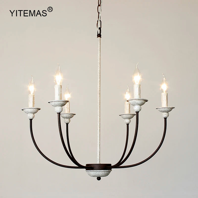 lustre classique rustique bois blanc noir lampes chaîne suspension ampoules