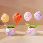 décoration maison tricotée bouquet fleurs artificielles anniversaire baby shower tricolore creative artisanal