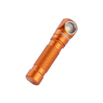 lampe frontale led noir orange compact bandeau élastique 180° modes haut moyen bas
