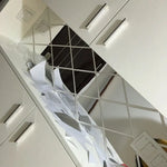 miroir blanc carreaux géométriques moderne adhésif mural sans cadre