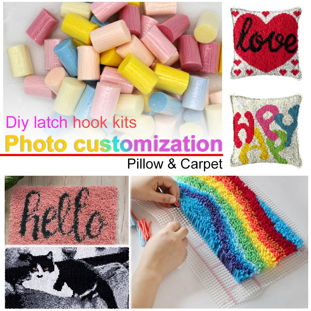 kit tapisserie crochet motif animaux fil tissage artisanat décoration murale fait main multicolore