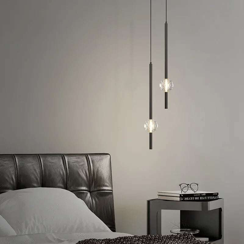 suspension lumineuse moderne motif géométrique noir acier inoxydable led 6000k 4000k 3000k