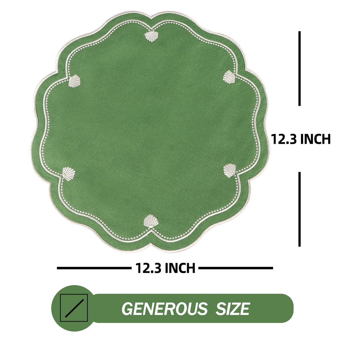 serviettes table carrées coton lin brodé motif floral rose clair vert classiques
