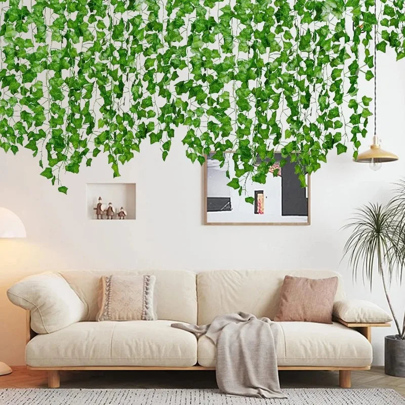 guirlande artificielle vigne soie extérieure feuilles vertes naturel accrochable fête maison decoration