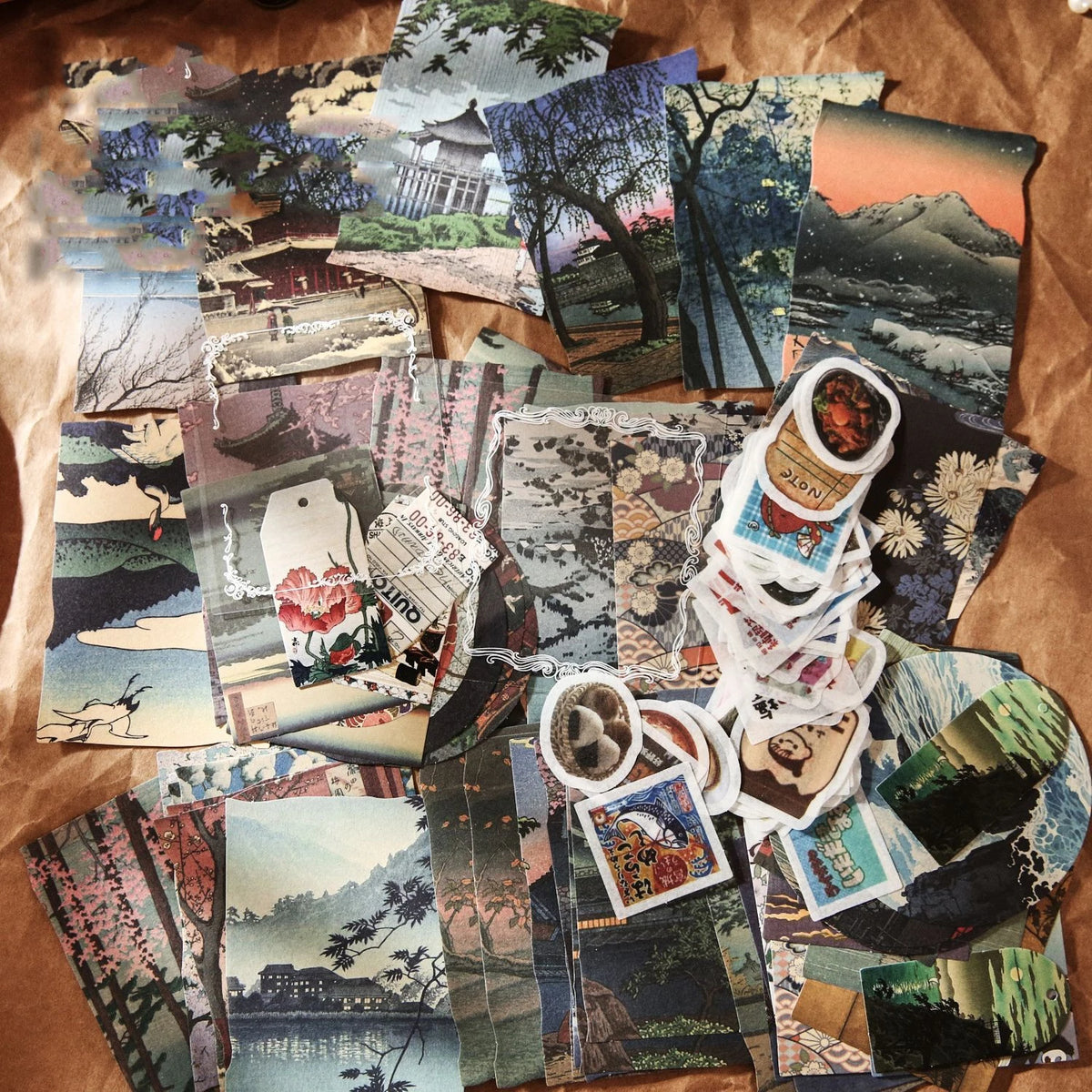 autocollants vintage multicolores cartes postales paysages portraits symboles religieux illustrations anciennes scrapbooking diy