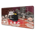tapis jeu playmat chat épée cartes géométrique orange noir rouge illustration animateur