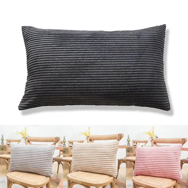 coussin velours rayé marron clair simple imperméable respectueux environnement 30x50cm maison