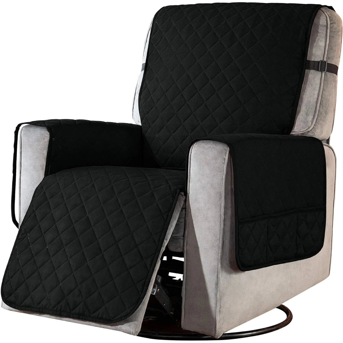 couvre siège fauteuil inclinable polyestère quilted gris moderne sécurité poche rangement machine
