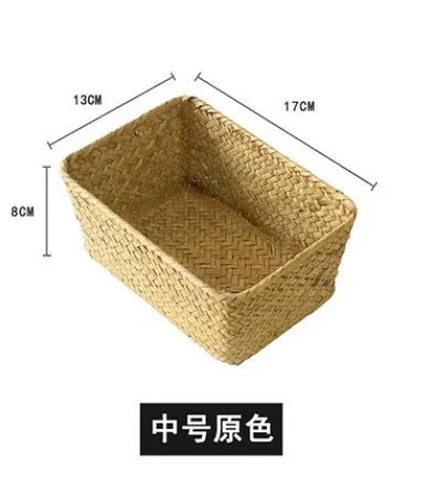 paniers rangement tissés paille naturelle rustiques conteneurs stockage serviettes cosmétiques bain respectueux environnement différents