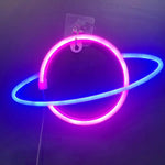 néon alien vert violet bleu rose planète saturne moderne lumineux fixations