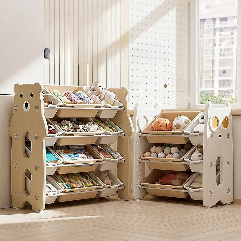 rangement enfant bois ours oiseau beige boites livres jouets modernes