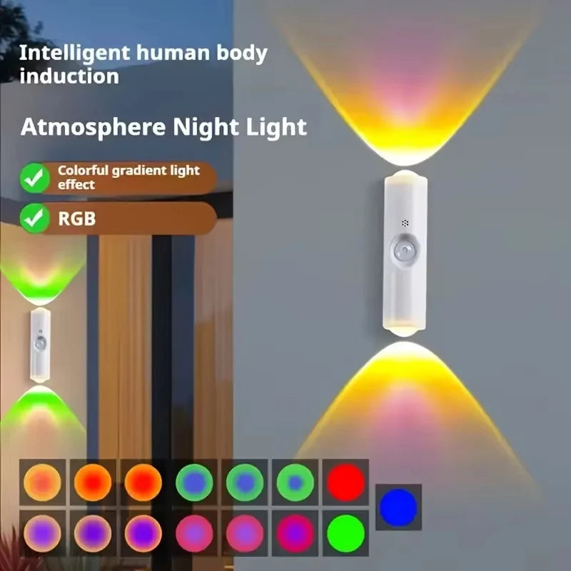 lampe mur adhésive blanc moderne capteur mouvement bouton tactile rechargeable usbRGBO