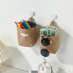 sac rangement toile jute pois rayures beige bleu clair rustique boho chic pliable crochet