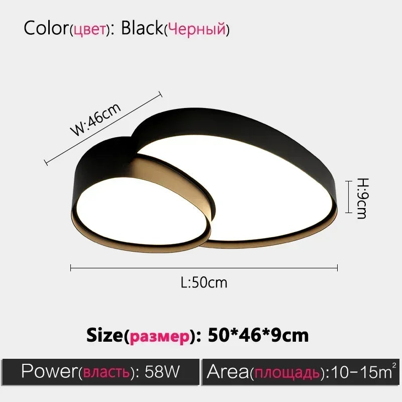 plafonnier led moderne minimaliste blanc noir plusieurs cercles ovales imbriqués fixé éclairage salon chambre