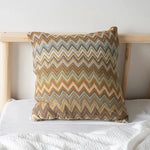 coussin carré zigzag multicolore ethnique polyester coton décoration intérieure chaise fixations oreillettes