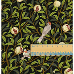 tissu coton imprimé fleurs oiseaux art nouveau noir blanc vert beige rose grisbranches feuilles