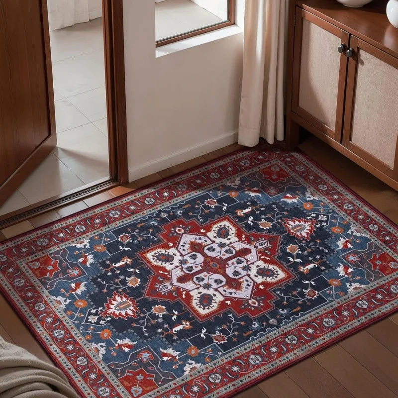 tapis persan floral géométrique moderne gris beige résistant extérieur entrée salon