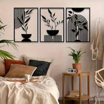 tableaux métalliques abstraits noirs moderne minimaliste intérieur extérieur lignes ondulées chambre salon