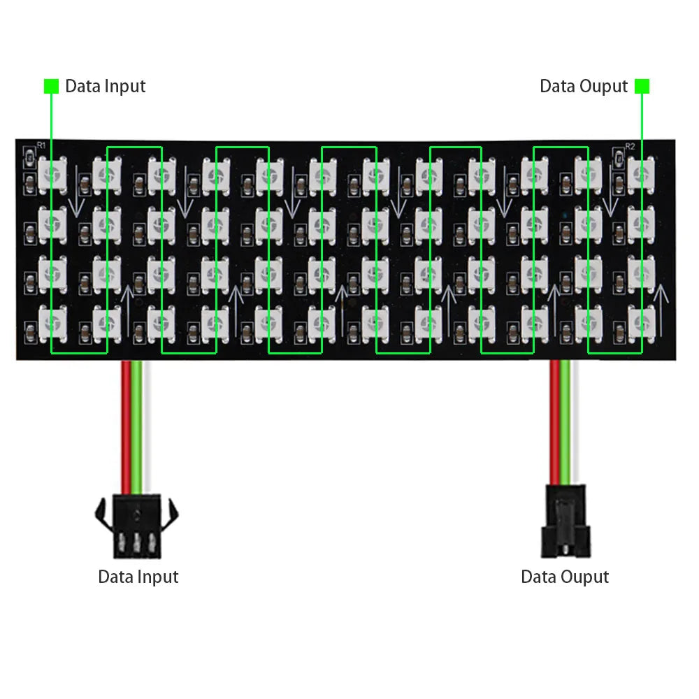 matrice led 8x8 16x16 8x32 multicolore ws2812 rgb flexible moderne grille points lumineux