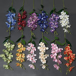 décoration intérieure branche artificielle vanda soie rouge orange blanc bleu naturelle cloches vertes
