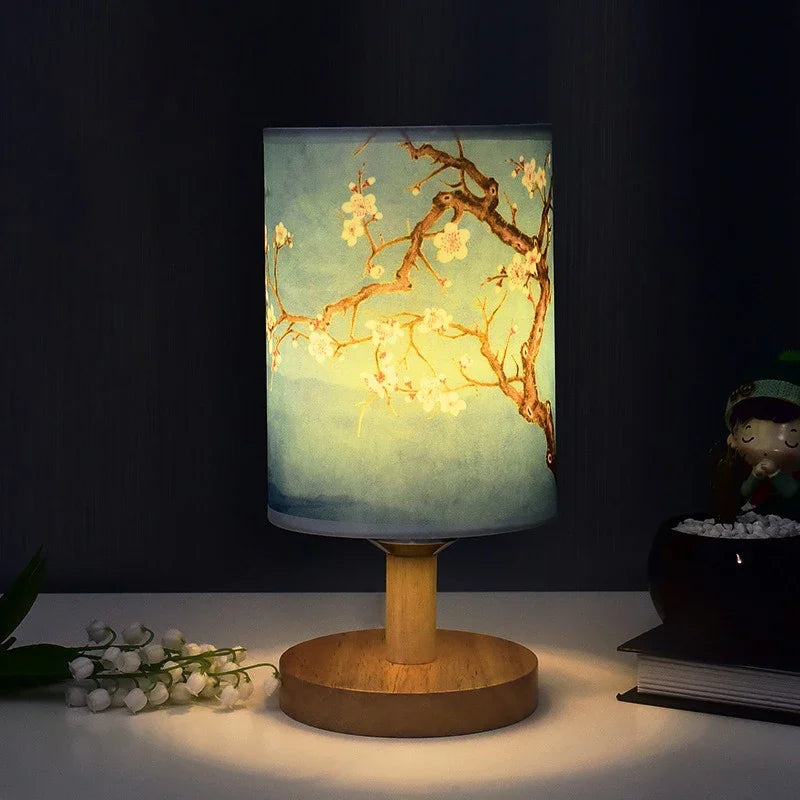 lampe table moderne fleurs bois blanc rose blanche chambre coucher interrupteur tactile sécurité certifications