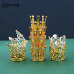 décoration gâteau couronne or argent cristaux topper anniversaire mariage fête élégant baroque