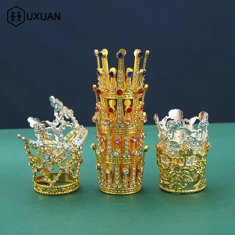 décoration gâteau couronne or argent cristaux topper anniversaire mariage fête élégant baroque