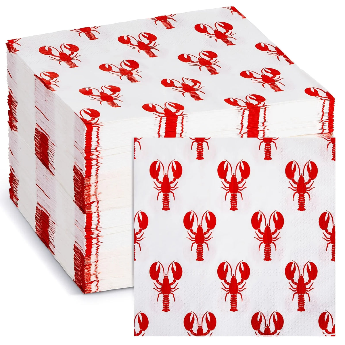serviettes papier motif homards rouge fond blanc texturé rassemblements été pique niques barbecues pack