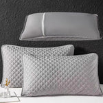 housse coussin imperméable anti acariens polyester coton motif géométrique gris clair contemporain fixations dimensions