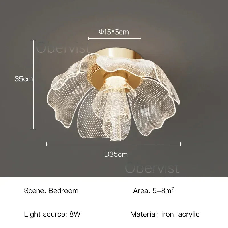 plafonnier led doré floral moderne lumière dimmable blanc beige