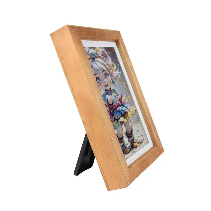 cadre photo électronique bois naturel blanc moderne minimaliste image numérique support table rechargeable iot