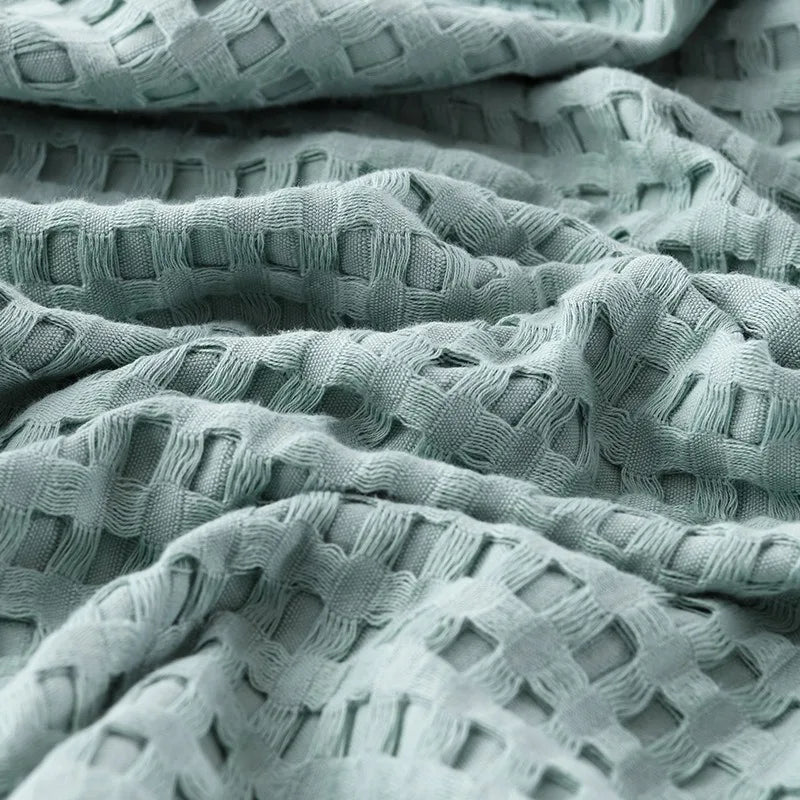 plaids coton gaufrés motifs carreaux jaune rose beige vert décontracté minimaliste literie 200x230cm 150x200cm