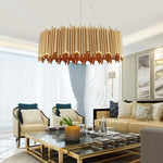 suspension lumineuse moderne dorée tubes horizontaux acier inoxydable led 60w 110v 220v chambre salon