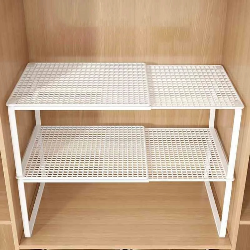 étagère rangement extensible métal blanc moderne grille fixée clips armoire