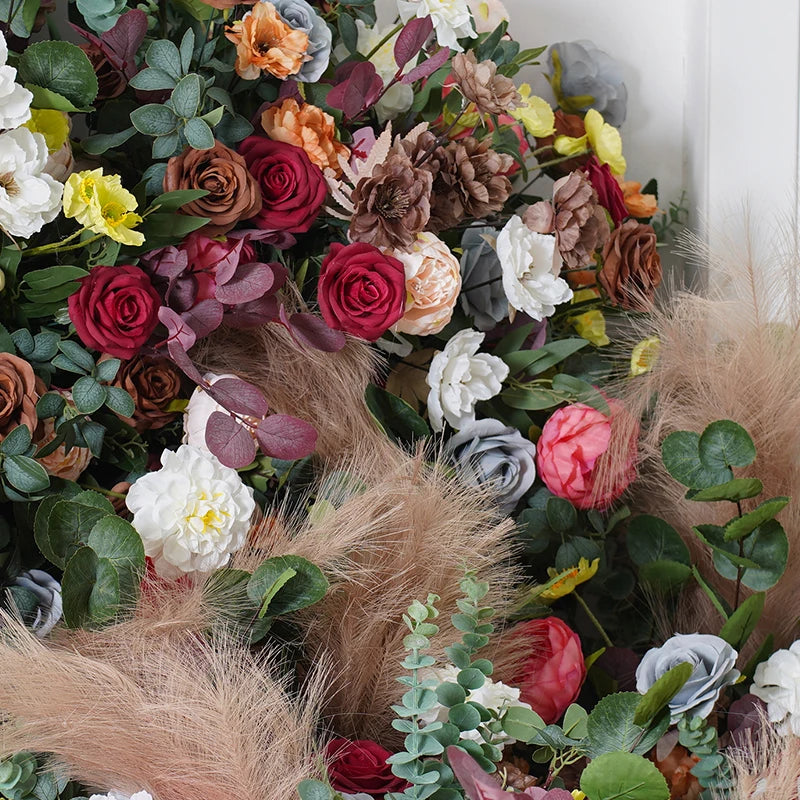 arche fleurs artificielles romantique bouquet feuilles vertes anniversaire mariage deco exterieur