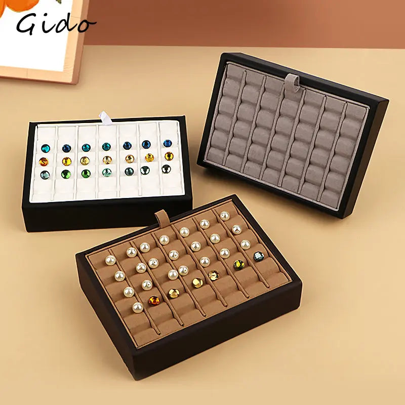 boîtes bijoux velours noir beige boîtes rangement classiques 12.5cm 6cm 2.8cm