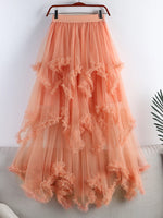 jupe tulle violet rouge élégante asymétrique franges translucide femme erotique summer