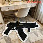 tapis noir blanc motif pistolet moelleux antidérapant moderne intérieur chambre salon entrée