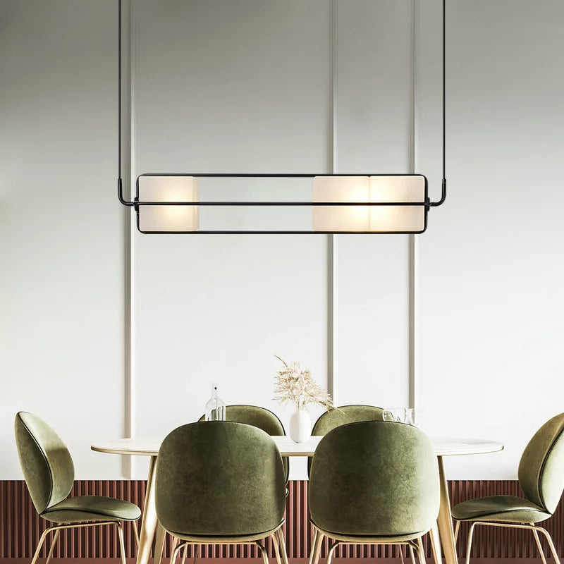 suspension lumineuse moderne minimaliste pendentif noir rectangle métal opaque 2000 82000 lumens